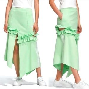 Adidas J Koo Trefoil Ruffle Asymmetrical Skirt in Glory Mint